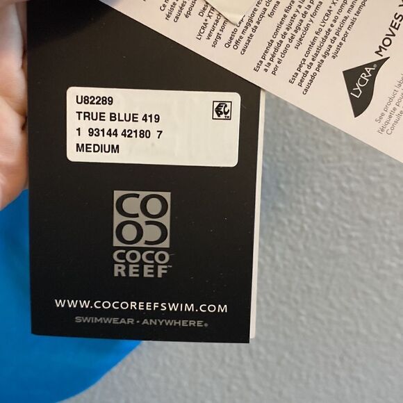 NWT- Coco Reef- blue snakeskin high waisted reversible bikini bottom- Size Med - Picture 4 of 13
